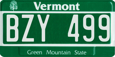 VT license plate BZY499