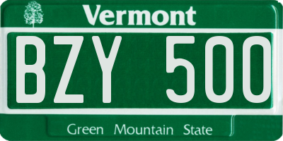 VT license plate BZY500