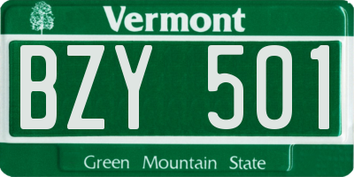 VT license plate BZY501