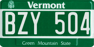 VT license plate BZY504
