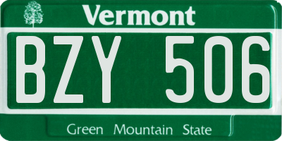 VT license plate BZY506