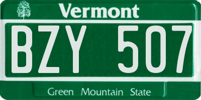 VT license plate BZY507