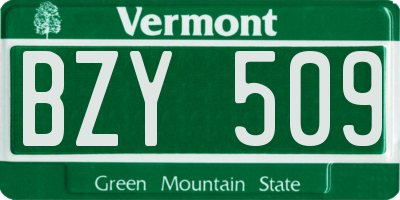 VT license plate BZY509