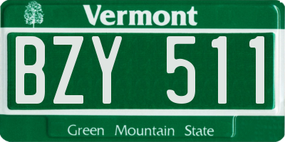 VT license plate BZY511