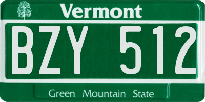 VT license plate BZY512
