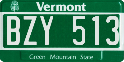 VT license plate BZY513