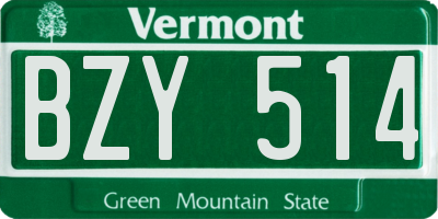VT license plate BZY514