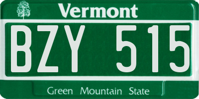 VT license plate BZY515