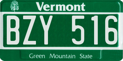 VT license plate BZY516
