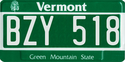 VT license plate BZY518