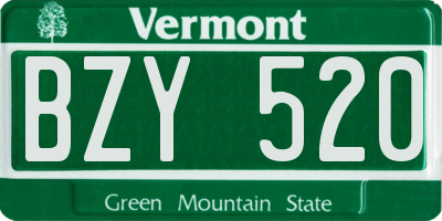 VT license plate BZY520