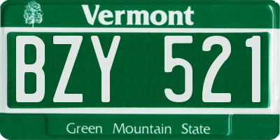 VT license plate BZY521