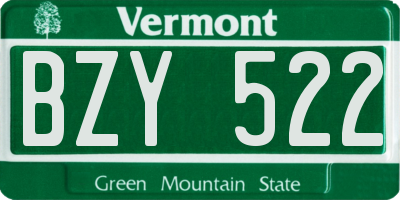 VT license plate BZY522