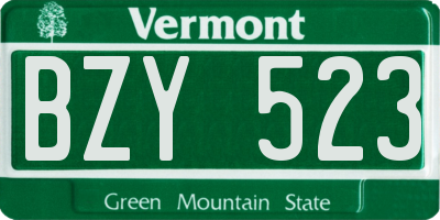 VT license plate BZY523