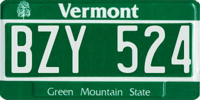 VT license plate BZY524