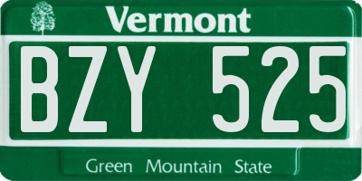 VT license plate BZY525