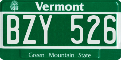 VT license plate BZY526