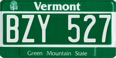 VT license plate BZY527