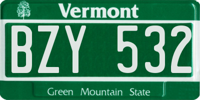 VT license plate BZY532