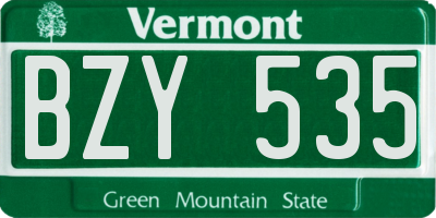 VT license plate BZY535