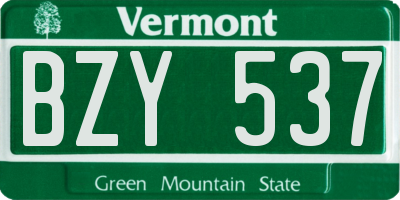 VT license plate BZY537