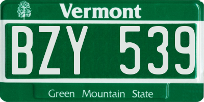 VT license plate BZY539