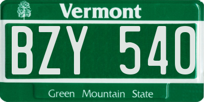 VT license plate BZY540