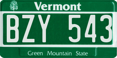 VT license plate BZY543