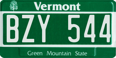 VT license plate BZY544
