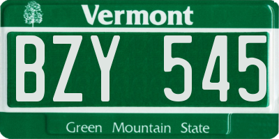 VT license plate BZY545