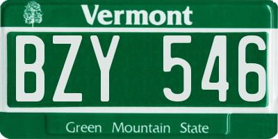 VT license plate BZY546