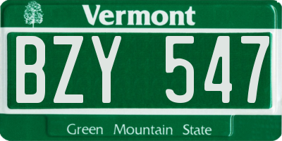 VT license plate BZY547