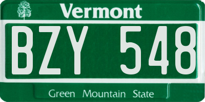 VT license plate BZY548
