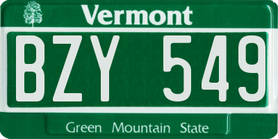 VT license plate BZY549