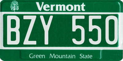 VT license plate BZY550