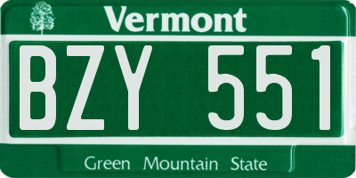 VT license plate BZY551