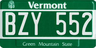 VT license plate BZY552