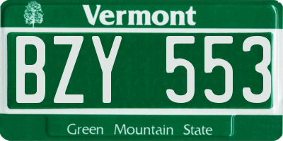 VT license plate BZY553