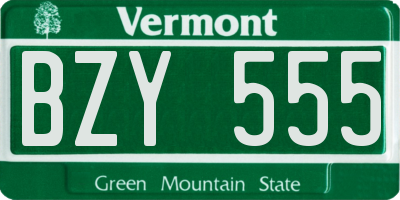 VT license plate BZY555