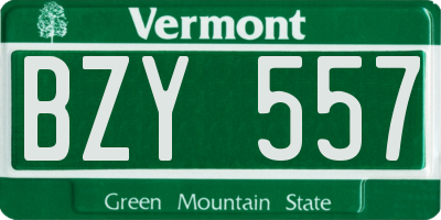 VT license plate BZY557