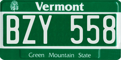 VT license plate BZY558