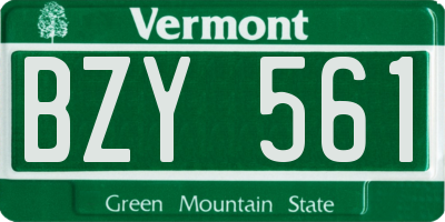 VT license plate BZY561