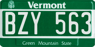 VT license plate BZY563