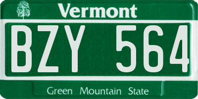 VT license plate BZY564