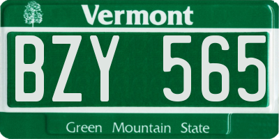 VT license plate BZY565