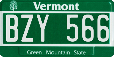 VT license plate BZY566