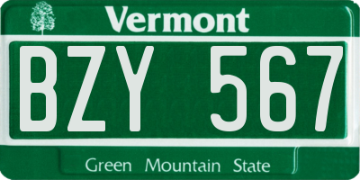 VT license plate BZY567