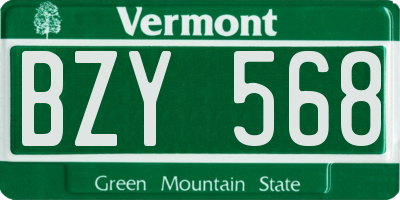 VT license plate BZY568