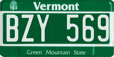 VT license plate BZY569