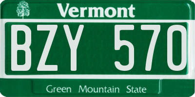 VT license plate BZY570